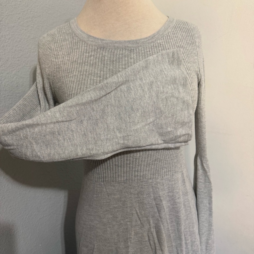 American Eagle Outfitters Women Light Gray Long Sleeve Fit & Flare Dress Size S - Picture 5 of 17